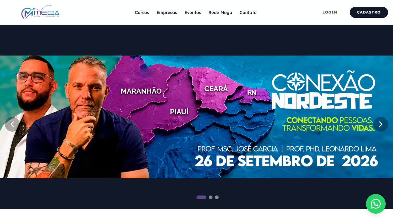 Tela do sistema Mega Cursos Brasil