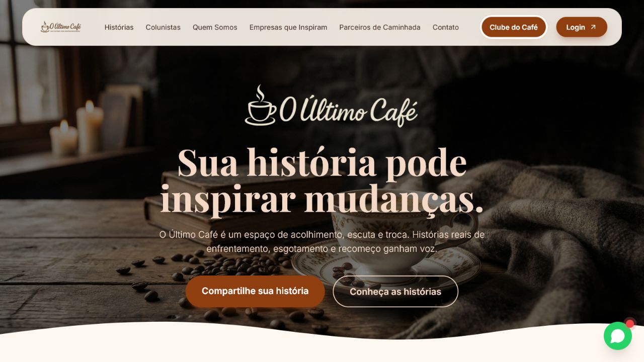 Tela do sistema O Último Café